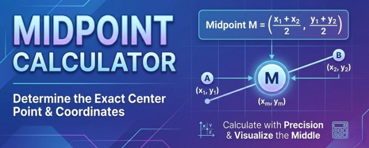 Midpoint Calculator Diagram showing two coordinates and the midpoint